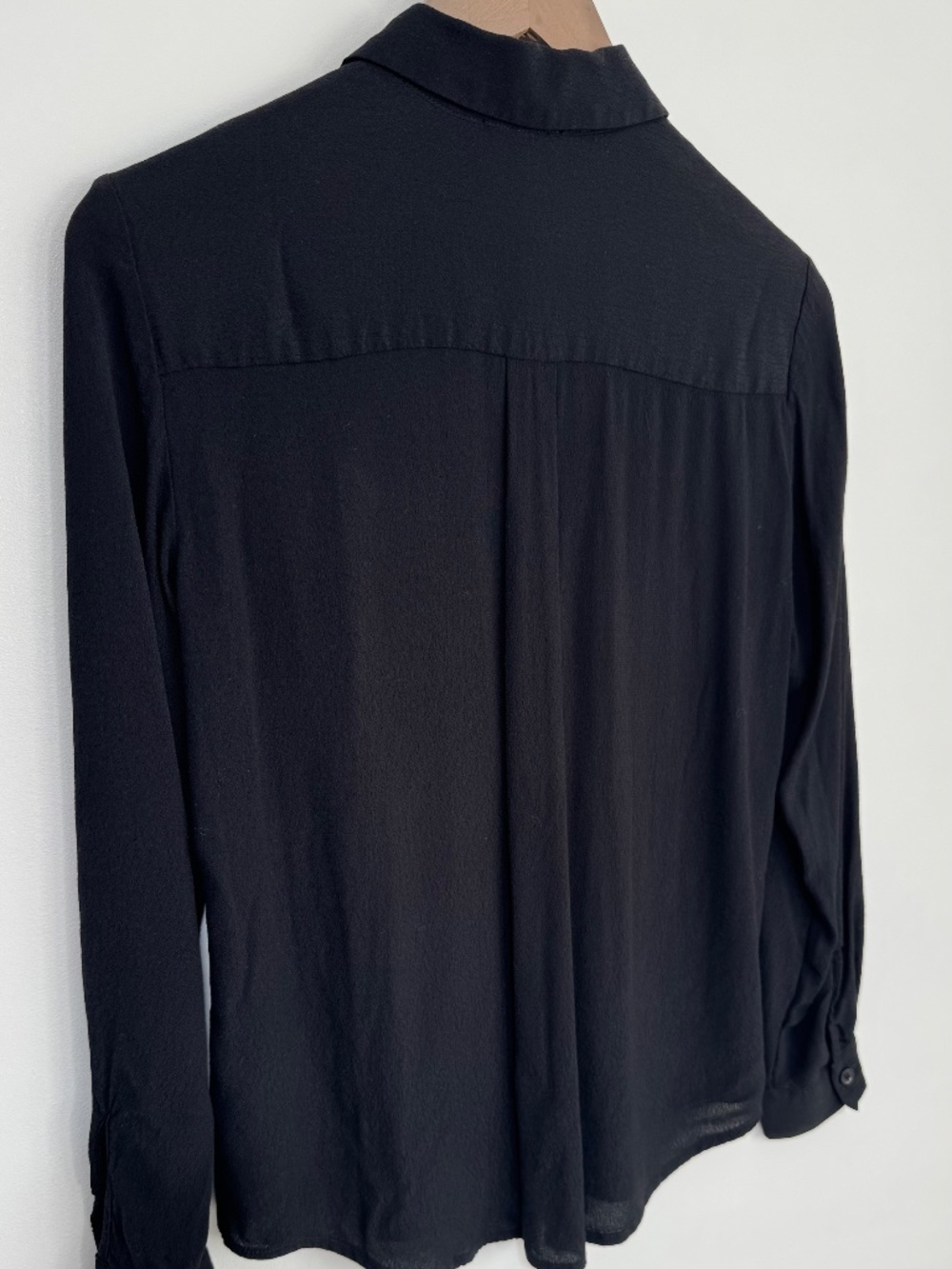 Lord & Taylor Long Sleeve Button Down Pocket Viscose Shirt Black Petite Small - Picture 8 of 15